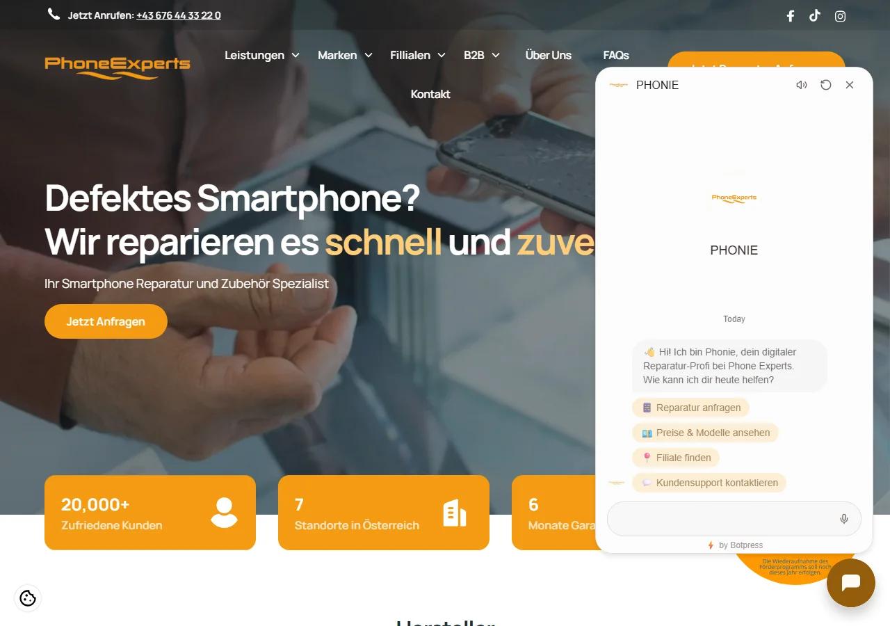 روبوت دعم محادثي لـ Phone Experts